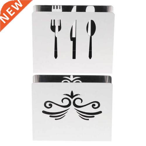 Stainless Steel Napkin Rack Box Tissue Holder Cutlery Floral