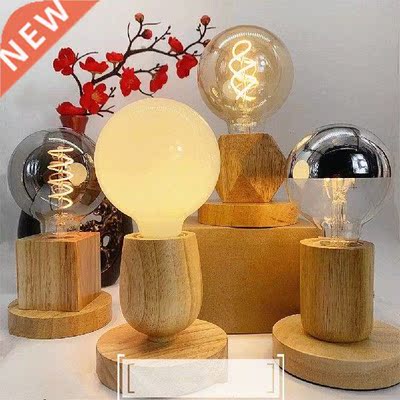 Wooden Base E27 Lamp Holder Interface With Switch Tape Line