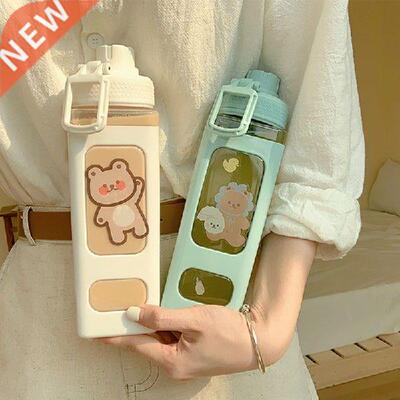 500ml Portable Bear Water Bottle With Straw Outdoor Sport