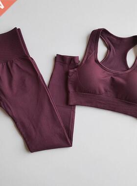 2 Pcs Energy Seamless Yoga Set Workout Clothes For Women Pad