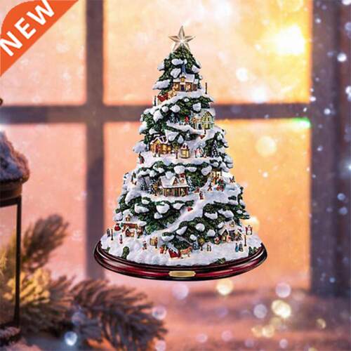 Christmas Tree Rotating Sculpture Train Decorations Paste Wi