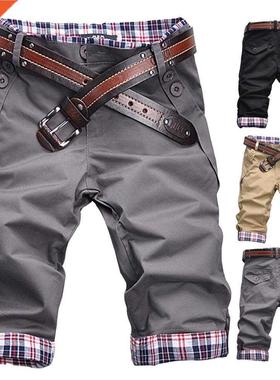Casual Shorts Pants Men Plus Size Summer Short Plaid Patchwo