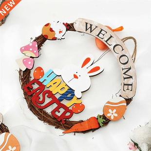 HAPPY EASTER Party Door Hanging Sign Easter Egg Wooden