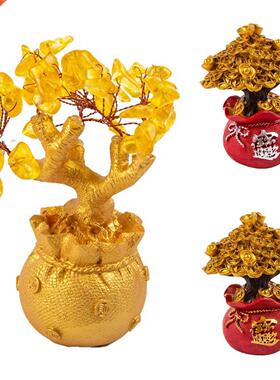 Natural Crystal Bonsai Money Tree Lucky Tree Feng ui Money
