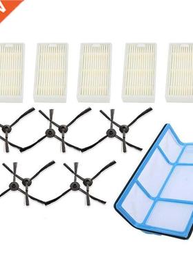 5 Filters+10 Side Brushes For Medion Md 16192 Md 18500 Md 18