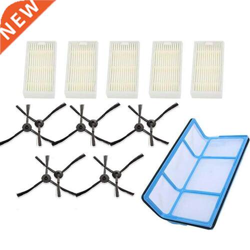 5 Filters+10 Side Brushes For Medion Md 16192 Md 18500 Md 18