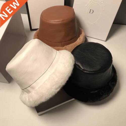 MAXSITI U Winter Fur Bucket Hat for Women Fashion Faux Leath