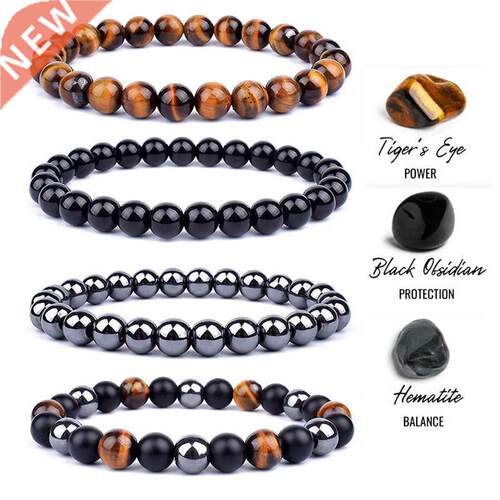 Natural Tiger Eye Obsidian Hematite Beads Bracelets Men for