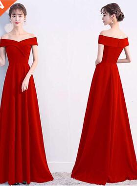 Long Elegant Evening Dress Satin Women Party Gowns Pleated O