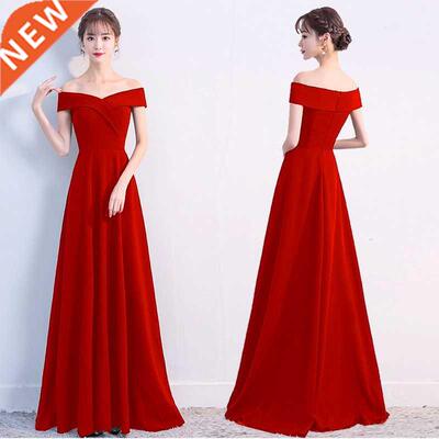 Long Elegant Evening Dress Satin Women Party Gowns Pleated O