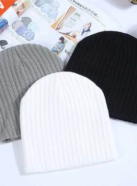 WZCX Solid Color Stripe Short Beanie Keep Warm Fashion New S