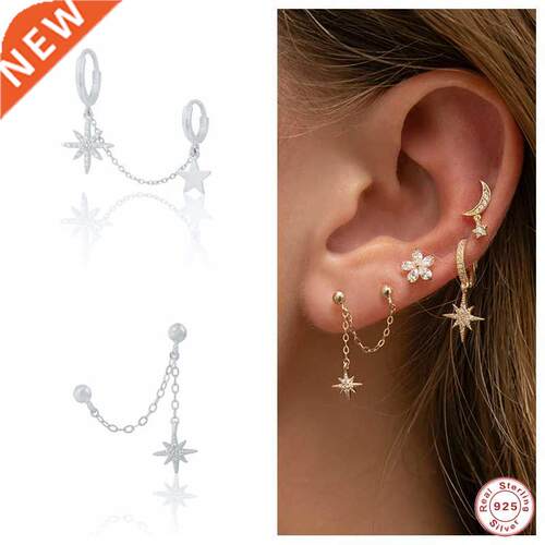 Aide 925 Sterling Silver Two Circle Hoop Earrings For Women