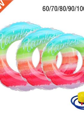 Inflatable Rainbow Swimming Ring Summer Beach Pool Float