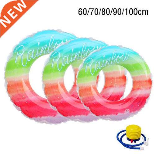 Inflatable Rainbow Swimming Ring Summer Beach Pool Float
