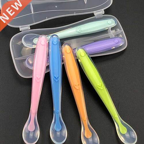 Baby Silicone Soft Spoon Safe Candy Color Temperature Sensin