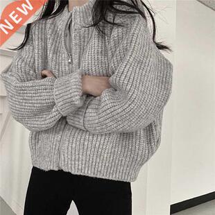 Ladies all-match cardigan short coat knit sweater sweater wi