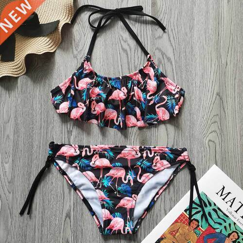 Flamingo Flounce Girl Swimsuit Kids 7-14 Years 2 Piece Child