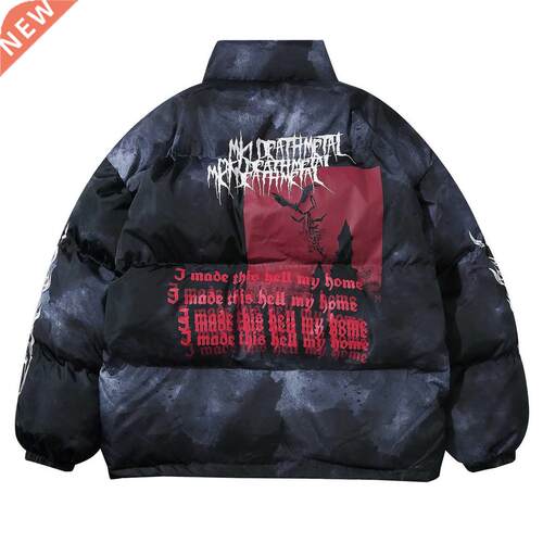 Dark Graffiti Men Women Jacket Parkas Streetwear 2021 Winter