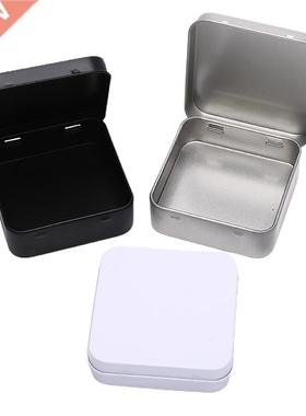 Mini Metal Tins Container Square Hinged Flip Storage Tin Box