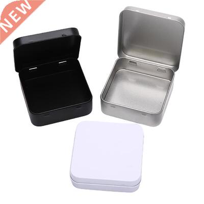 Mini Metal Tins Container Square Hinged Flip Storage Tin Box