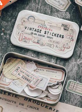 100Pcs Metal Box Junk Journal Ephemera Vintage Stickers Deco