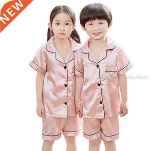 Summer Girl's Satin Pajamas Silk Pajama orts Sets Pyjamas