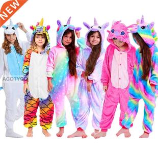 2022 Children Onesie Kids Unicorn Panda Pajamas Animal Carto