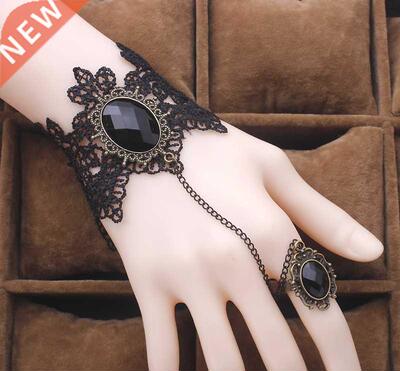 High Quality Black Lace Bracelet Finger Hand Chain Harness W