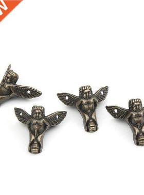 4 Buah Perunggu Antik Malaikat Kotak Hadiah Kayu Kasus