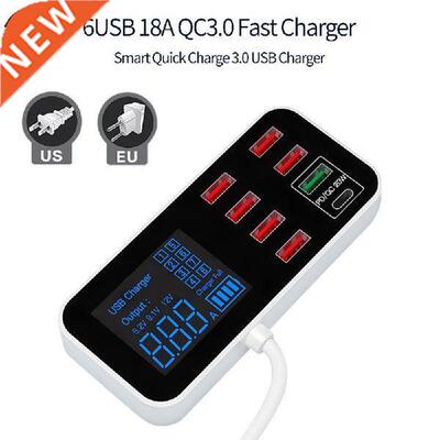 EU US Plugs 8 Port USB Charger 12V24V With Digital Display