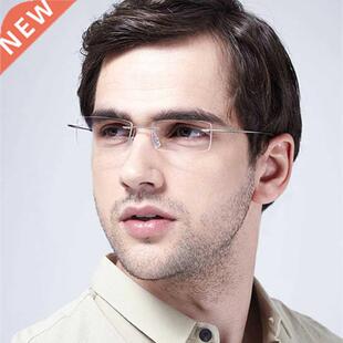 Ready-made ultra-light men titanium alloy rimless Myopia gla