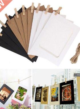 10pcs Hanging Album Clip Kraft Paper Photo Frame Strings