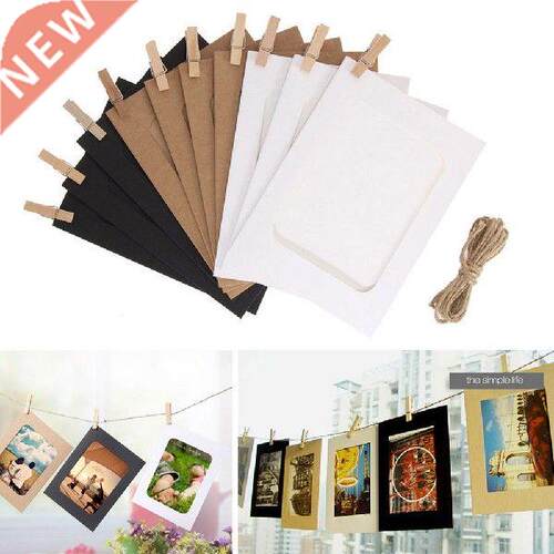 10pcs Hanging Album Clip Kraft Paper Photo Frame Strings