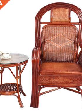 Real rattan chair back chair single bamboo rattan woven