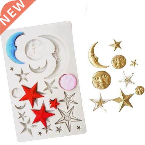 Moon Stars Face Silicone Fondant Mold Chocolate Candy