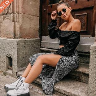 2021 New Summer Long Skirts Women Leopard/Floral Printed Hig