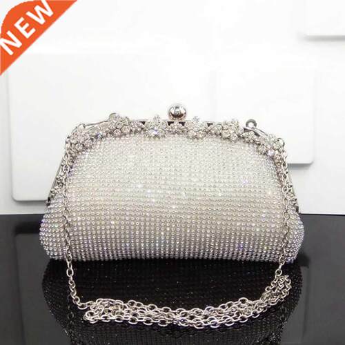 New Diamonds Chain Evening Bag Silver Wedding Bags For Bride