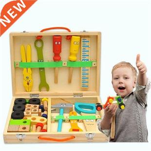 Wooden Toolbox Pretend Play Set Montessori Children Toy For