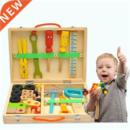 Wooden Toolbox Pretend Play Set Montessori Children Toy For
