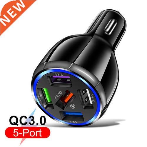5 USB Multi Ports QC3.0 Car Charger 3.1A Mobile Phone Fast Q