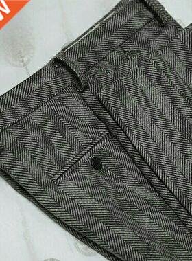 Herringbone Men's Trousers Pants Retro Autumn Tweed