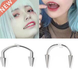 1PC Stainless Steel C Rod Dracula Vampire Fangs Tooth Smiley