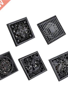 Black Brass Square Floor Drain Invisible Drain Strainer Squa