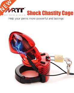 Electric Pulse Shock Chastity Cock Cages For Male Masturbato