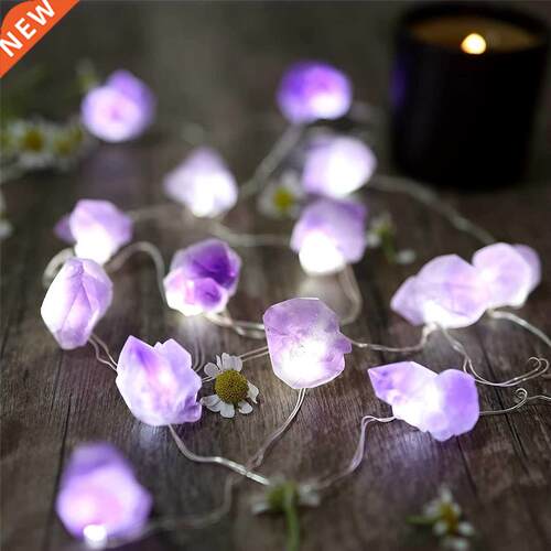 Natural Amethyst Decorative Lights Crystal String Lights Raw