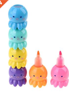 6PCS/LOT School Students Octopus Fluorescent Marker Pens Hig