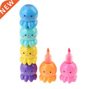 6PCS/LOT School Students Octopus Fluorescent Marker Pens Hig