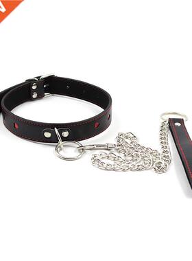 Adjustale Leash Heart-shaped Neck Choker Collar with Chain