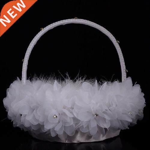 Flower Girl Baskets The Fabric Lace Decoration Cute Handle