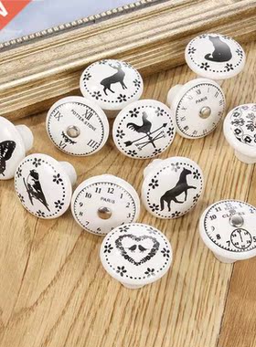 White Print Ceramic Door Knobs And Handles Furniture Drawer